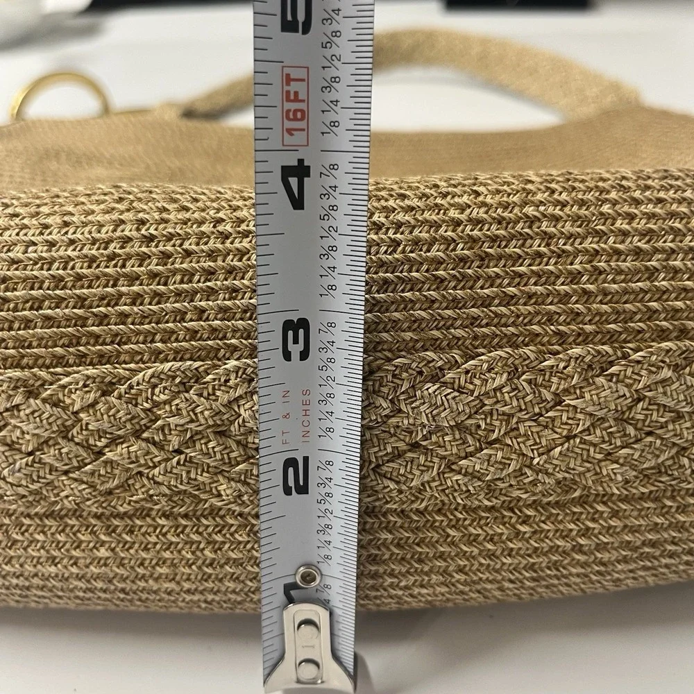 Eric Javits New York Tan Woven Zipper Top Bronze Link‎ Boho Bag Vintage